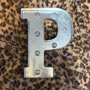 Metallic Silver Letter P Wall Decor with LED Lights
